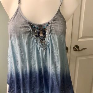 Free People tie dyed beaded crop flowy cami